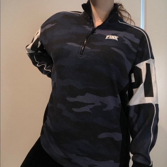 PINK Victoria's Secret Tops - PINK Blue Camouflage Pullover